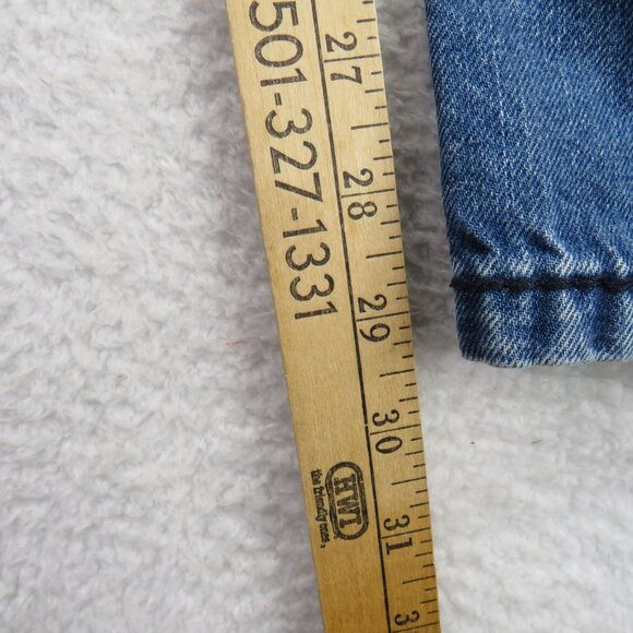 Express Rocco Jeans Mens Size 30 x 32 Distressed Bootcut Blue Denim Button Flap - Picture 11 of 11